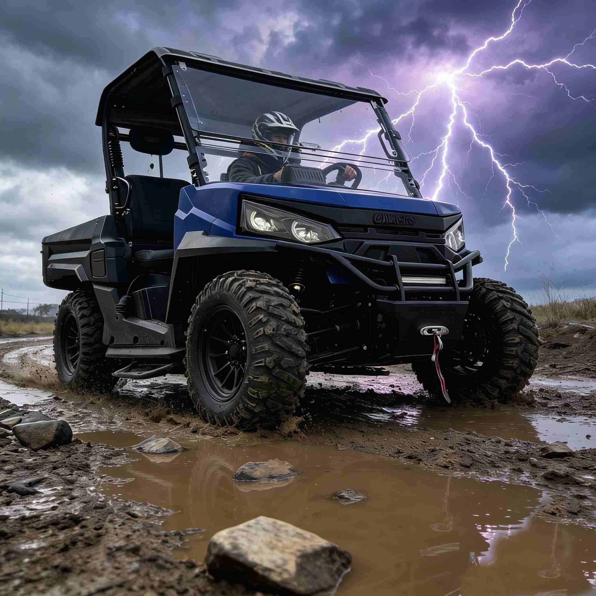 Motor de CA de 10KW 4WD UTV para caza de EE. UU., plataforma volcadora de 350kg, pico de 20KW