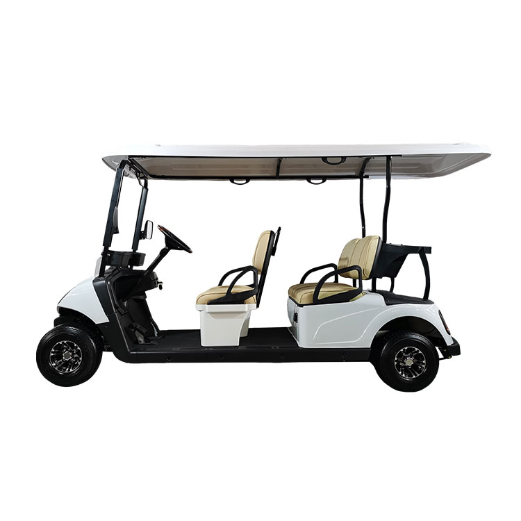 Carro de golf eléctrico de 4 plazas de alta gama, equipado con batería de litio
